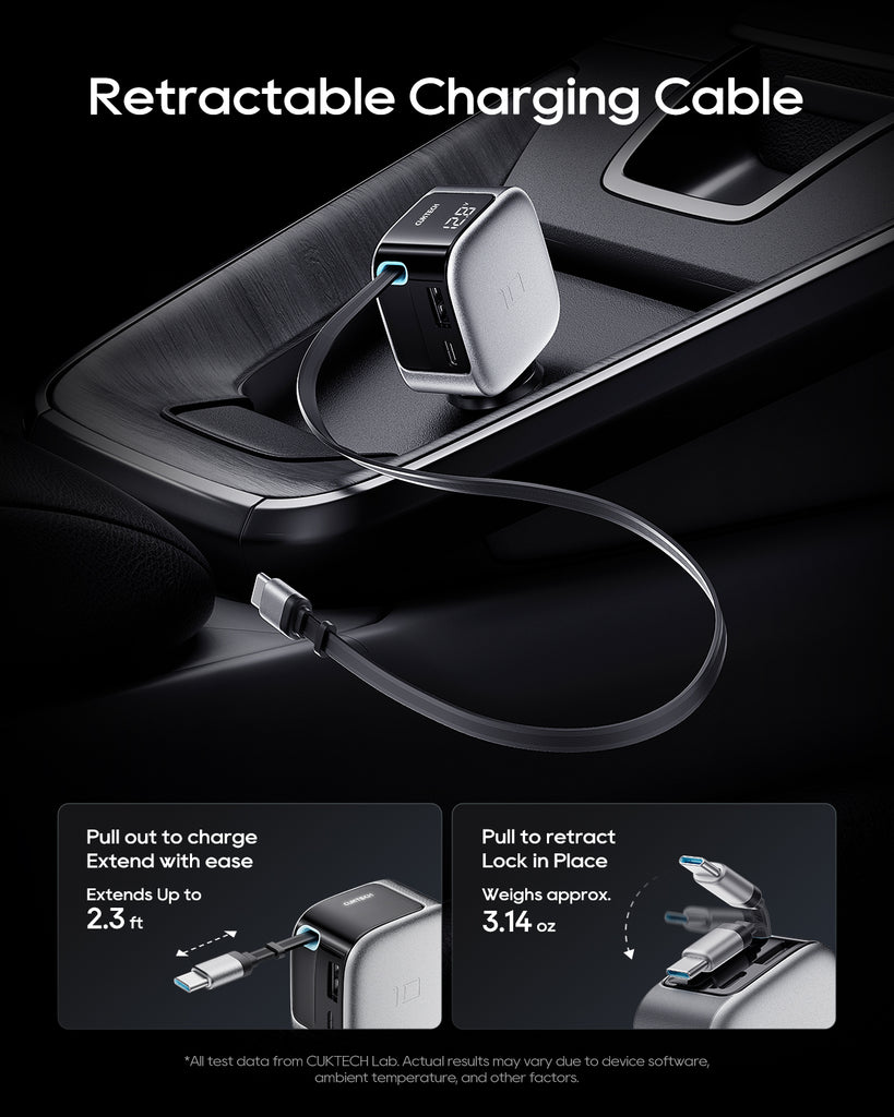CUKTECH Retractable Car Charger with LED Display – cuktech