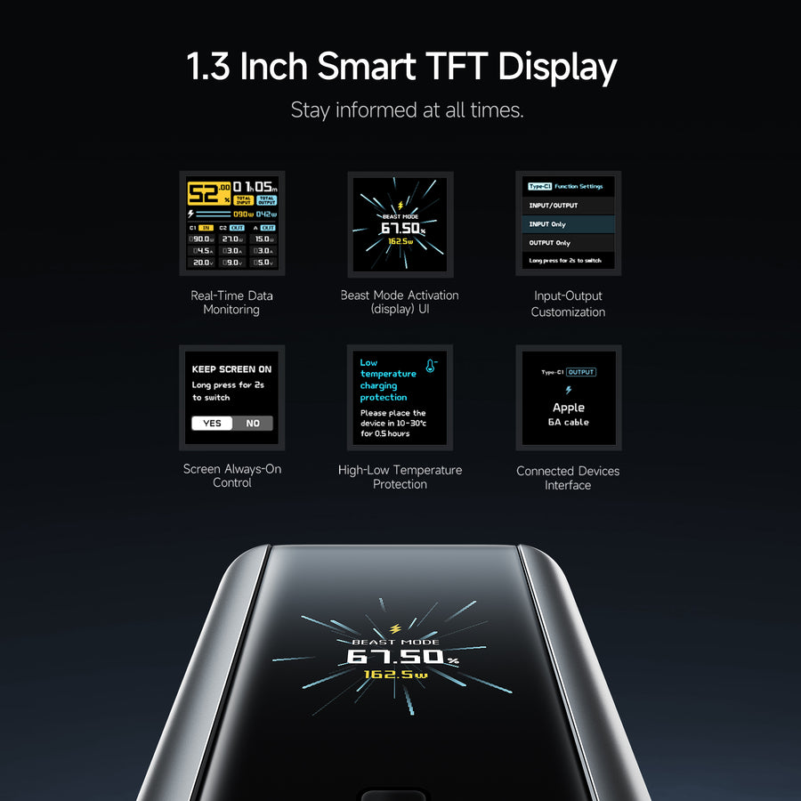 CUKTECH 15 Ultra Power Bank compact profile and real-time charging status display view